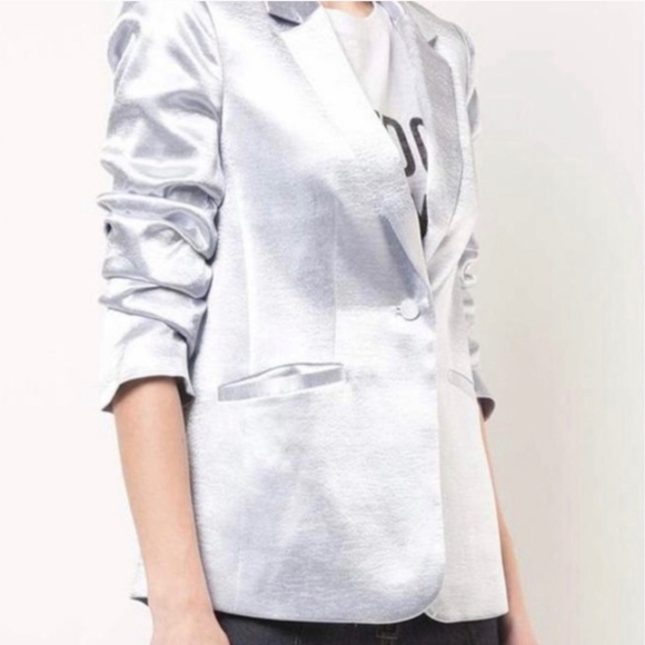 SOLD Cinq A SEPT Kylie Satin Blazer in Silver Size 00 NWT *read description* - Picture 2 of 15